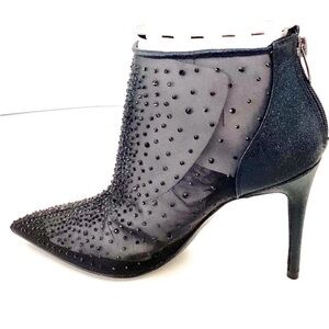 NWB Nine West translucent mesh beaded bootie